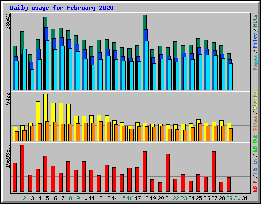 Daily usage for February 2020