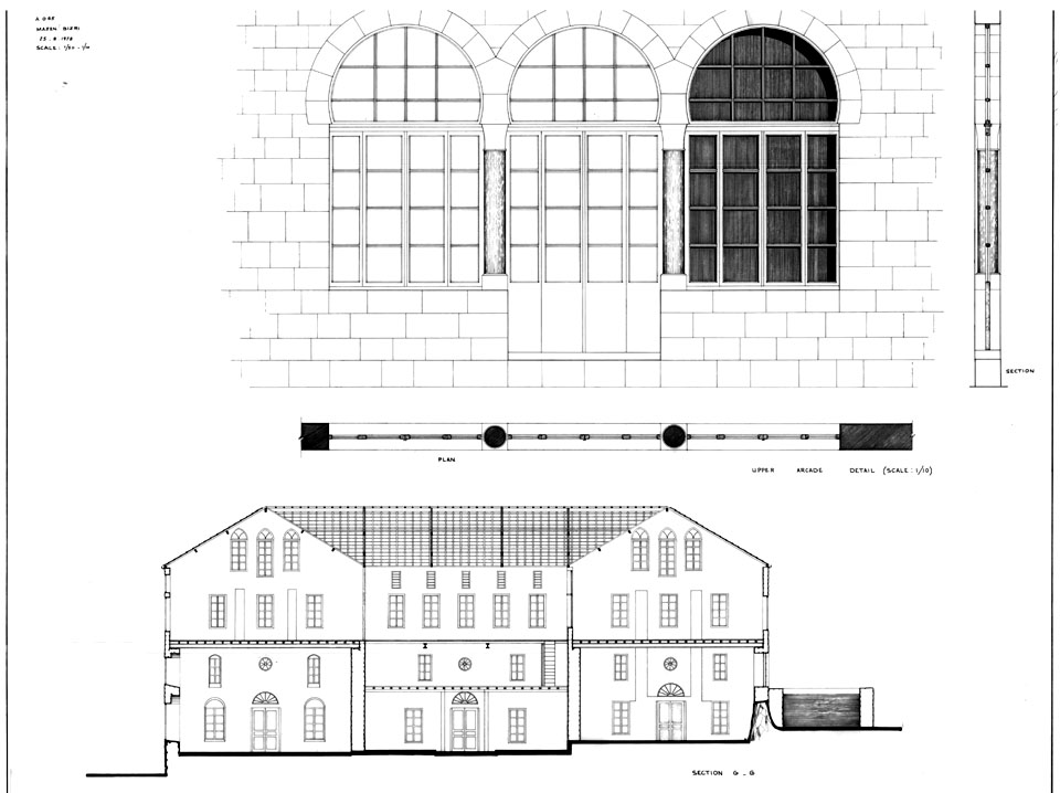 detail of upper arcade & section GG