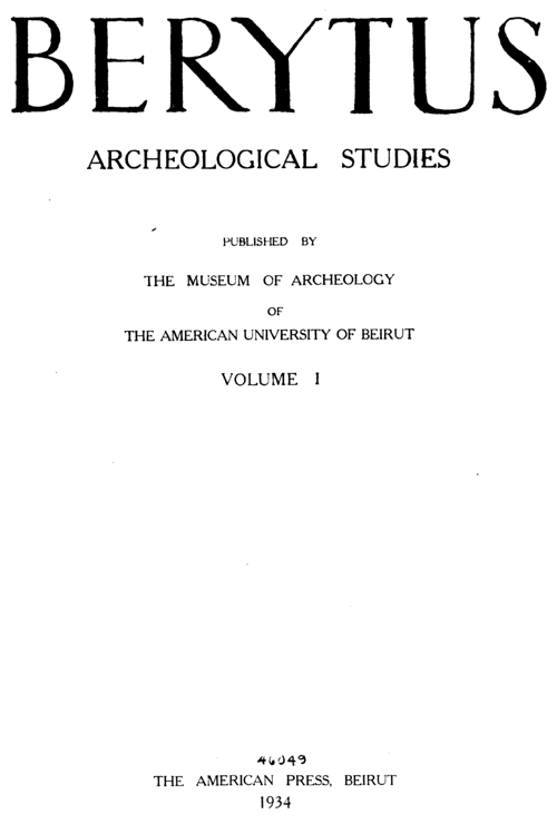 Berytus Archeological studies.